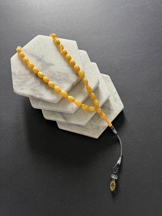 Amber & Silver Thread Rosary